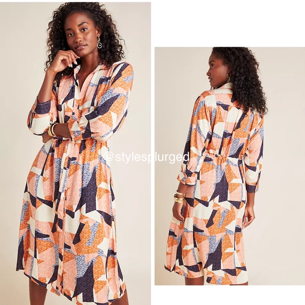 EUC⭐️Top Rated⭐️ANTHRO Corey Lynn Calter Abstract Shirtdress size small